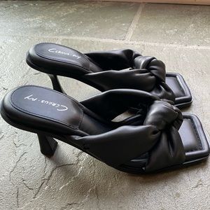 Cute kitten heel slip on shoes